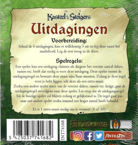 Kasteel in de Steigers Uitbreiding: Uitdagingen (Bordspellen), Intrafin Games