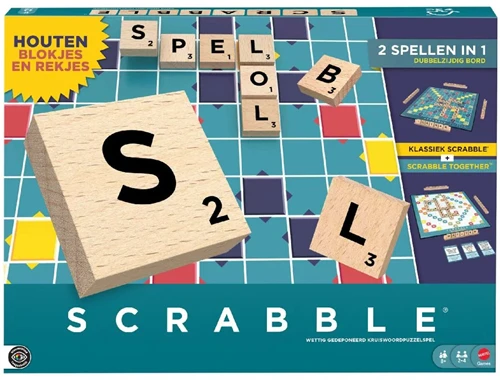 Scrabble - Houten Editie (Bordspellen), Mattel Scrabble - Houten Editie (Bordspellen), Mattel