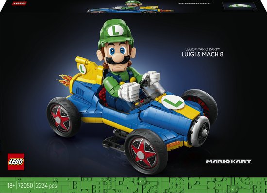 Boxart van Lego Luigi Racer & Mach 8 (Mario Kart) (72050) (SuperMario), Mario Kart Boxart van Luigi Racer & Mach 8 (Mario Kart) (72050) (SuperMario), Mario Kart