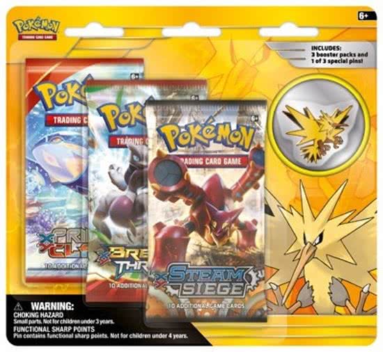 Pokemon XY10-12 Blister Pack met Pin: Zapdos (4-Delig) (Pokemon), The Pokemon Company
