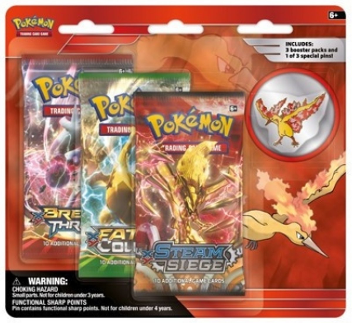 Pokemon XY10-12 Blister Pack met Pin: Moltres (4-Delig) (Pokemon), The Pokemon Company