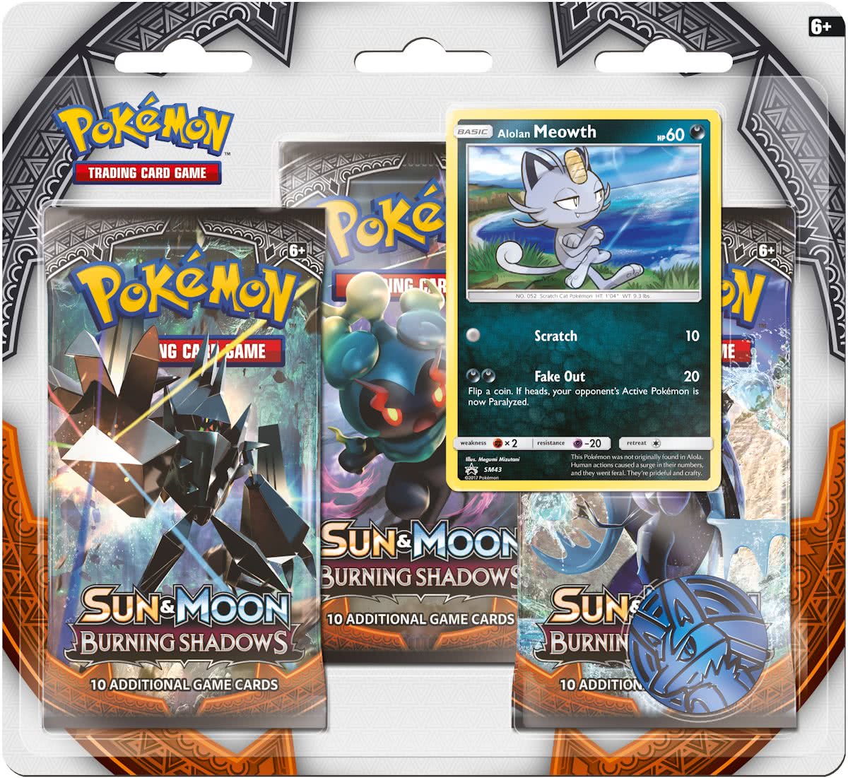 Pokemon Sun & Moon Burning Shadows Blister Pack: Meowth (4-Delig) (Pokemon), The Pokemon Company